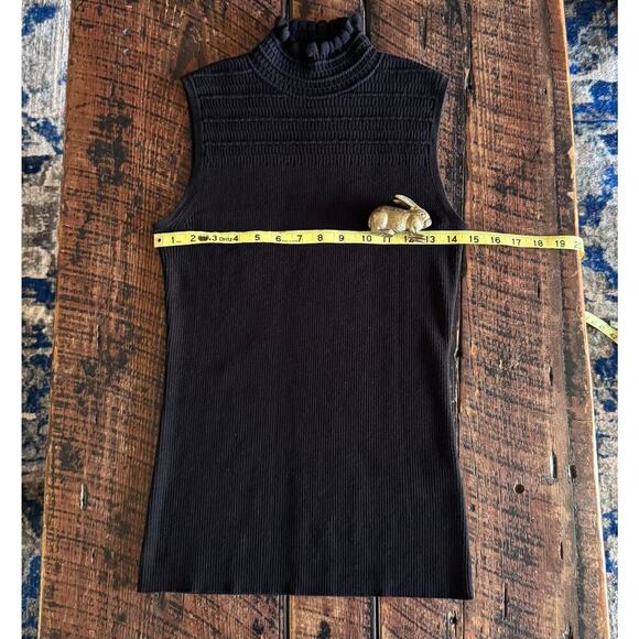 Elie Tahari Tia Womens Sleeveless Ribbed Mock Turtleneck Black Sweater Size S - Picture 7 of 11